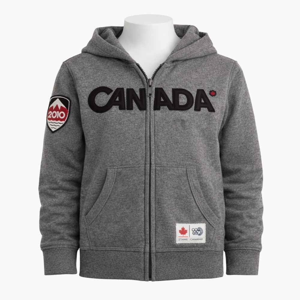 Size 7/8 Hudson’s Bay Boys Team Canada‎ 2010 Olympics Hoodie Zip Grey Jacket